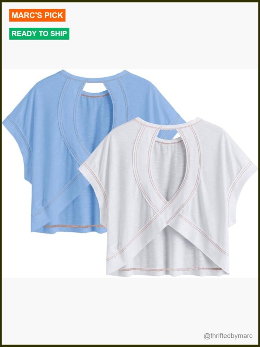 Women's 2-Pack Open Back Criss Cross Cut Out Tees Short Sleeve Crewneck